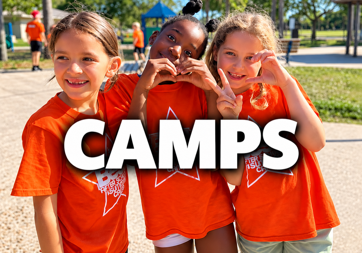 Sunlit Camp Friends with Bold CAMPS Text